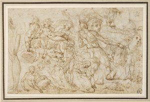 Blad met Figurenstudies, ca. 1600 door Cesare Pollini