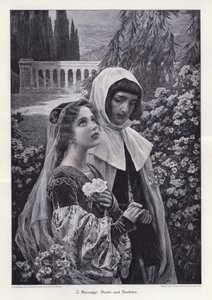 Dante en Beatrice door Cesare Saccaggi