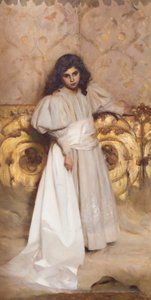 Portret van de dochter Irene door Cesare Tallone