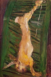 Haas op een groene luik door Chaim Soutine