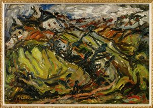 Huizen in Ceret (schilderij op doek) door Chaim Soutine