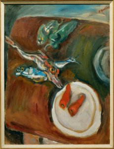 Stilleven met vissen, pepers en wortelen door Chaim Soutine