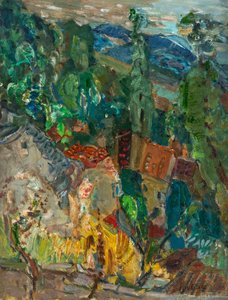 Stadsgezicht met cipressen, Zuid-Frankrijk door Chaim Soutine