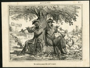 Illustratie van Cham (1819-1879) in Le Charivari - Laatste Krimoorlog Nieuws - Oorlog, Muziek, Krim (Krimoorlog)