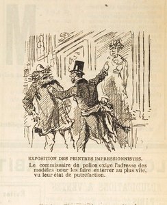 De politiecommissaris eist het adres van de modellen om ze te begraven..., 1877 door Cham