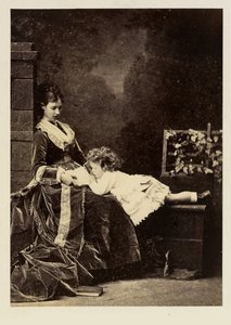 Maria Fjodorovna (Dagmar van Denemarken) (1847-1928) en haar zoon de tsarevitsj Nicolaas Aleksandrovitsj (Nicolaas II) door Charles Bergamasco