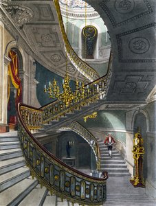 Trap, Gravure door Richard Reeve naar tekening van Charles Wild, Uit The History of the Royal Residences