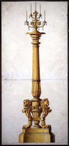 Ontwerp voor een neoklassieke kandelaar, c.1820 door Charles (attr. to) Percier