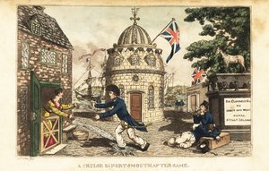 Johnny Newcome op walverlof bezoekt Poll Raffle, een prostituee in Prospect Row door Charles (c.1797 1850) (after) Williams