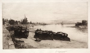 Modderboten op de Theems, 1883 door Charles Adams Platt