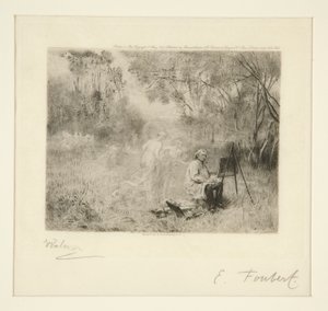 Corot Schilderij: Na Foubert door Charles Albert Waltner