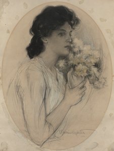 Meisje met Bloemen door Charles Allan Gilbert