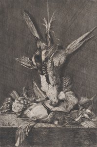 Jachttrofee met wildvogels en artisjok door Charles Alphonse Deblois