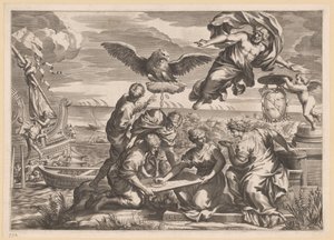 Allegorie op de buitenlandse heerschappij met Geografia en Jupiter