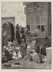 Schetsen in Egypte, Binnenplaats van een Huis in Caïro door Charles Auguste Loye