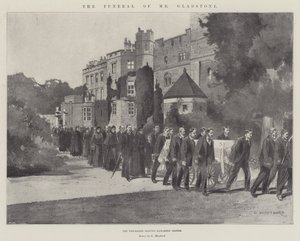 De begrafenis van Mr Gladstone, de processie verlaat Hawarden Castle