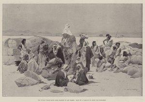 De Nubische Handelsroute van Korosko naar Abu Hamed, Rustplaats van een Karavaan van Arabieren en Bishareen