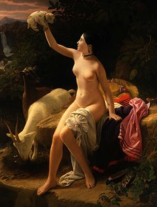 Een pastorale idylle door Charles Auguste Steuben