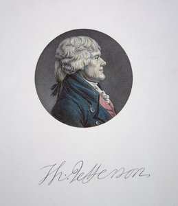 Thomas Jefferson (1743-1826) door Charles Balthazar Julien Févret de Saint Mémin