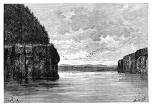 De Angara rivier, onder de Padunskiy stroomversnellingen, Siberië, Rusland, 1895