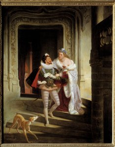 De markiezin van Noirmoutiers, Charlotte de Beaune Semblancay, probeert Hendrik I van Lotharingen, hertog van Guise, te overtuigen om naar de vergadering van de staten van Blois te gaan voor zijn moord in 1588 in het kasteel van Blois door Charles Barthelemy Durupt
