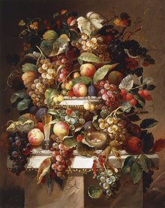 Stilleven met Druiven en Perziken door Charles Baum