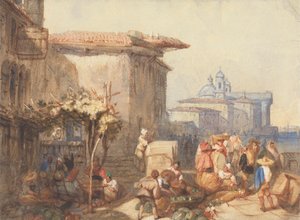 Een marktscène in Venetië
