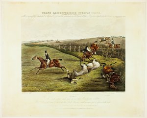 Een rijke scène, van de Grand Leicestershire Steeplechase door Charles Bentley