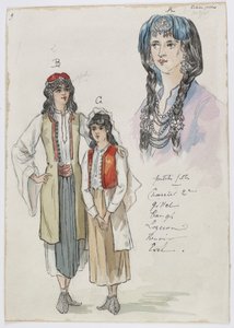 Holmès - De Zwarte Berg - kostuumontwerpen van Charles Bianchini - 09. Kleine meisjes. Juffrouwen Charrier 2e, Gillet, Taugh, Lozeran, Renoir, Evel door Charles Bianchini