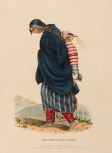 CHIPPEWAY VROUW  KIND, uit Geschiedenis van de Indianenstammen van Noord-Amerika door Charles Bird King