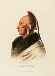 LE SOLDAT DU CHENE, AN OSAGE CHIEF, uit History of the Indian Tribes of North America. door Charles Bird King