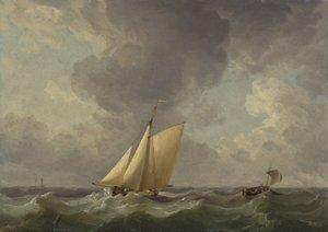 Een snijder in een sterke bries