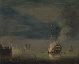 Een tweedekker in brand 