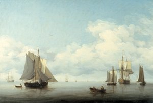 Zeegezicht met schepen, 1743-1759 door Charles Brooking