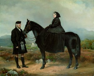 Koningin Victoria (1819-1901) te Paard met John Brown door Charles Burton