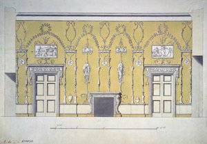 Ontwerp van de Groene Eetkamer in het Grote Paleis in Tsarskoye Selo, begin 1780s