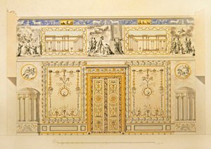 Verhoging van een deuropeningmuur, Lyons Drawing-Room, Catherine Palace in Tsarskoye Selo, begin jaren 1780
