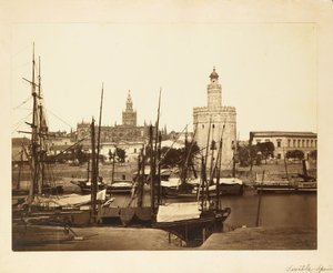 Kathedraal, Torre del Oro en Guadalquivir rivier, Sevilla door Charles Clifford