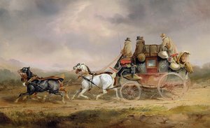Postkoetsen op de weg: De Louth-London Royal Mail op volle snelheid door Charles Cooper Henderson