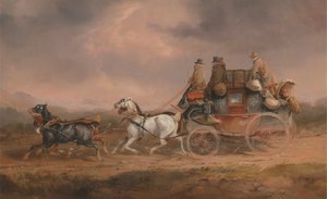 Postkoetsen op de weg: de Louth-London Royal Mail op volle snelheid door Charles Cooper Henderson