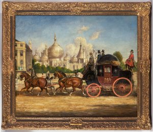De London-Brighton postkoets voor het Royal Pavilion, Brighton door Charles Cooper Henderson
