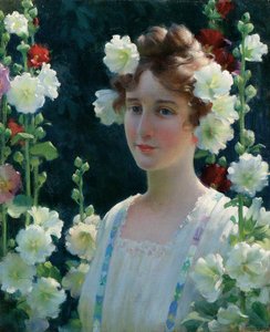Tussen de Stokrozen door Charles Courtney Curran