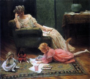 Het kind zien spelen, 1909 door Charles Courtney Curran