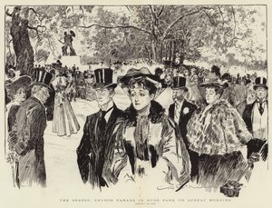 Het seizoen, kerkparade in Hyde Park op zondagochtend door Charles Dana Gibson