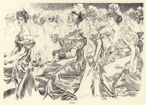 Wachten op een Drawing Room door Charles Dana Gibson