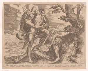 Hercules worstelt met Antaeus door Charles David