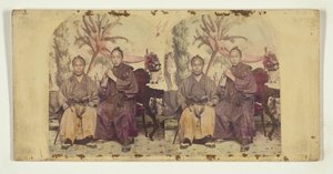 Twee leden van de eerste Japanse diplomatieke missie naar de Verenigde Staten:  Ongeïdentificeerd lid (L) en Tateishi Onojirō-Noriyuki, tolk-in-opleiding (R) door Charles DeForest Fredricks