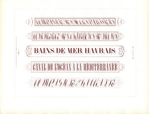 Kalligrafische titelregels in sierschrift (print) door Charles Derriey