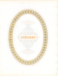 Ovaal ornamenteel frame met typografische letters (print) door Charles Derriey