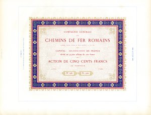 Voorraadcertificaat "Roman Railways" (afdrukken) door Charles Derriey